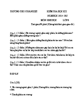Kiểm tra học kì I năm học2014-2015 mônsinh học lớp8